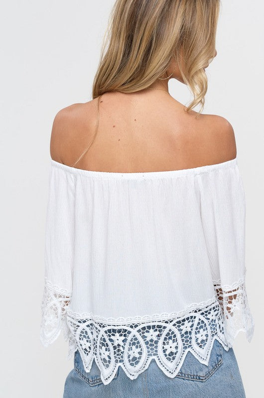 SWEETEST THING LACE TOP: WHITE