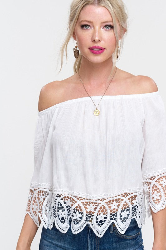 SWEETEST THING LACE TOP: WHITE