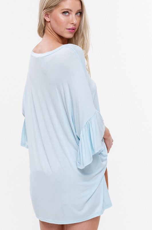 SOUTHERN BELL KNITTED TOP: LIGHT BLUE