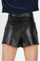 CURRENT MOOD FAUX LEATHER SHORTS: BLACK